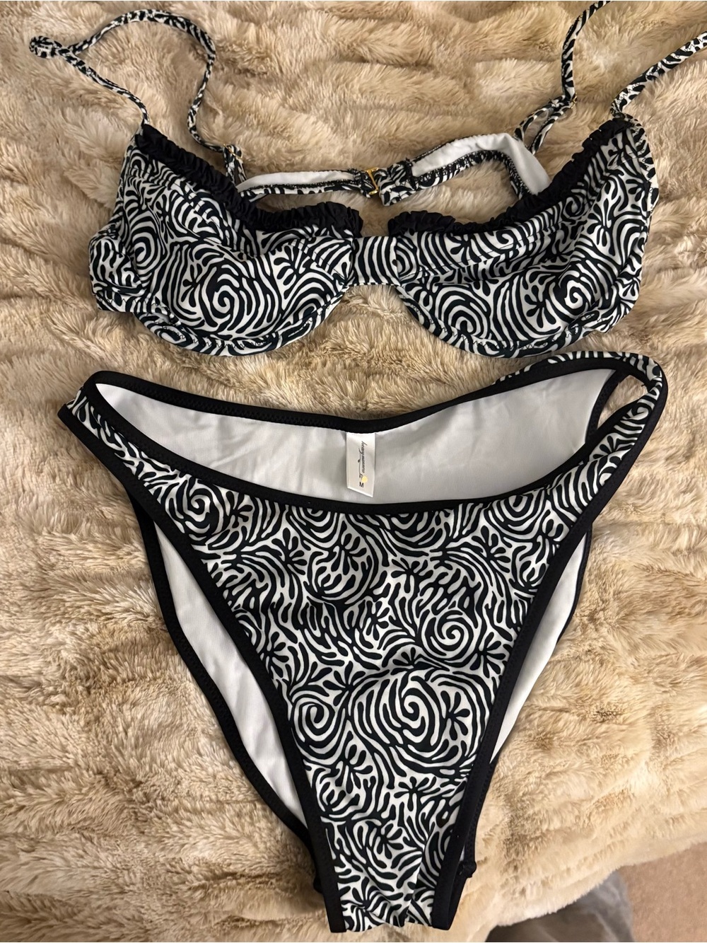 Heavy Manners Black & White Swirl Bikini Set - Women Swim